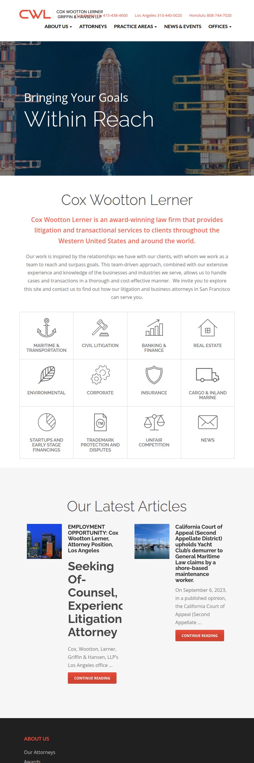 Screenshot of the Cox Wootton Lerner website