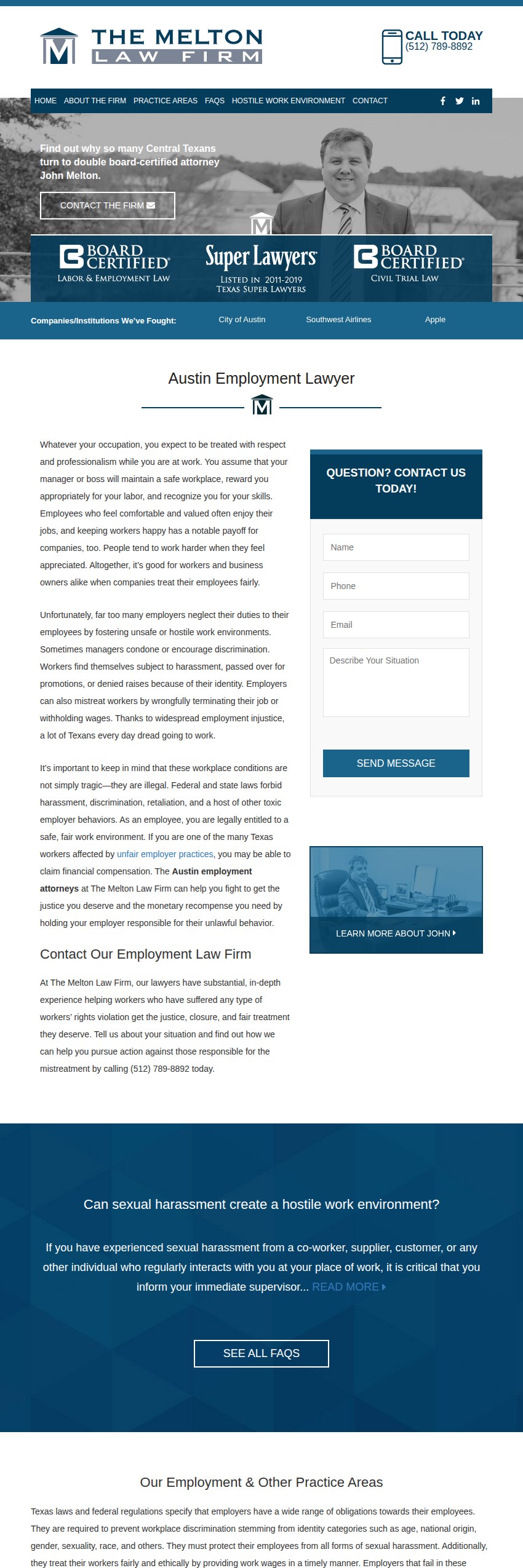 Screenshot of the The Melton Law Firm website