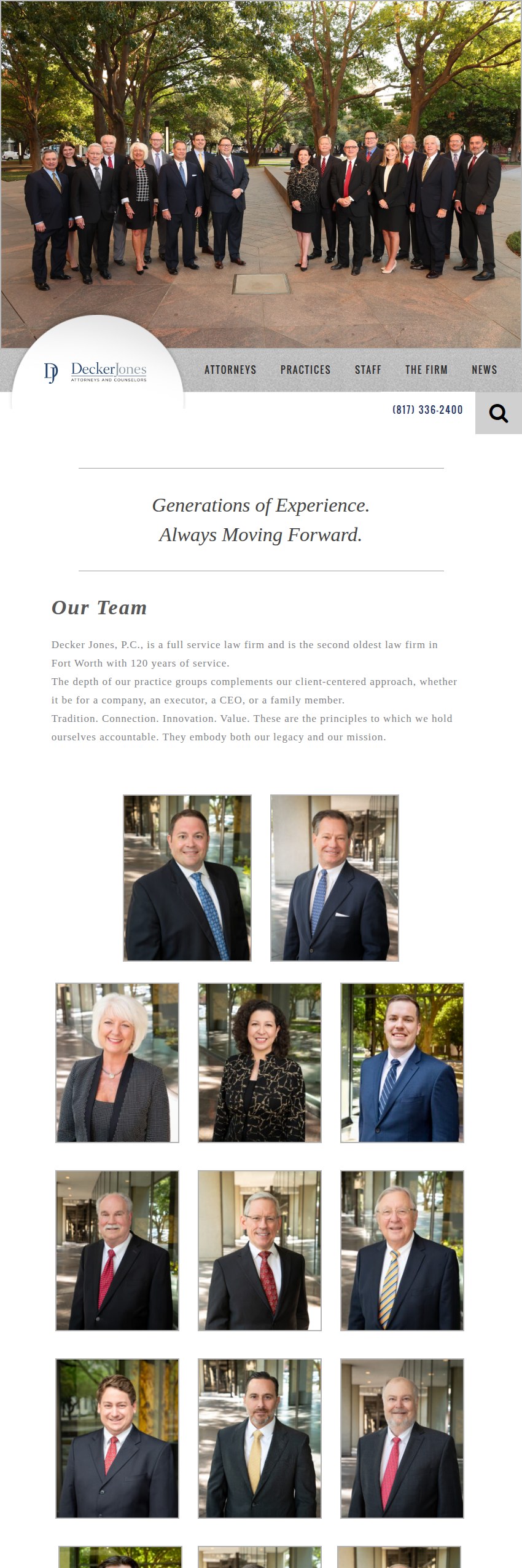 Screenshot of the Decker Jones, P.C. website