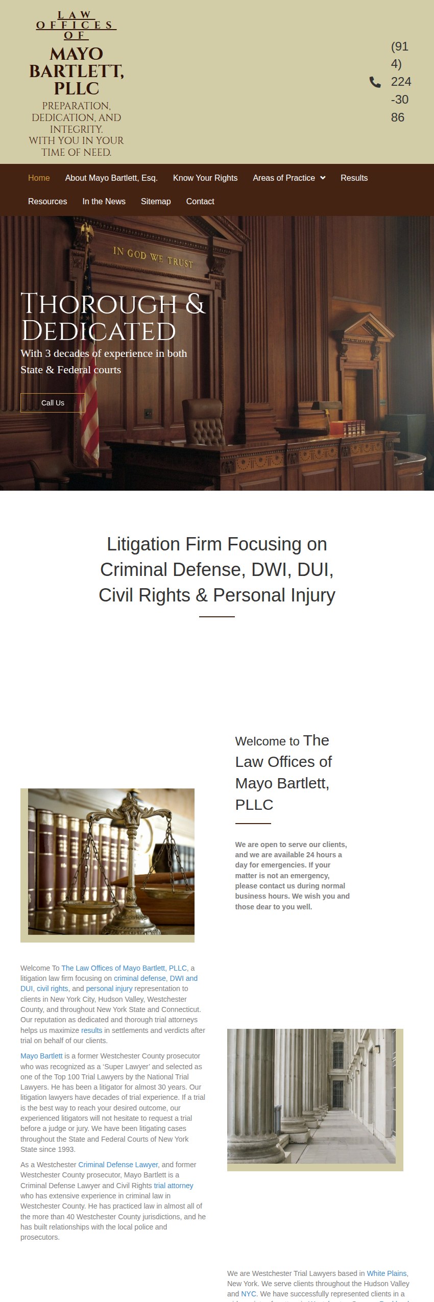 Screenshot of the Law Offices of Mayo Bartlett, PLLC website