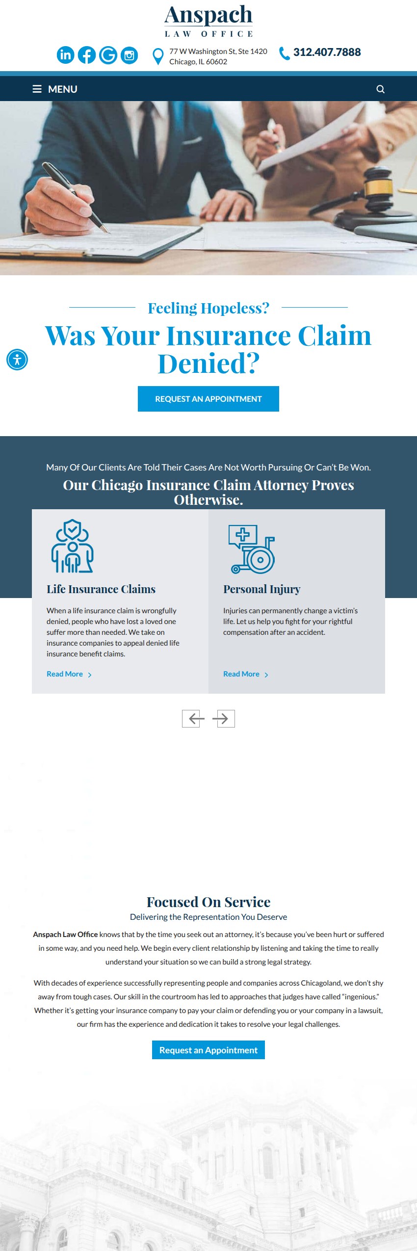 Screenshot of the Anspach Law Office website
