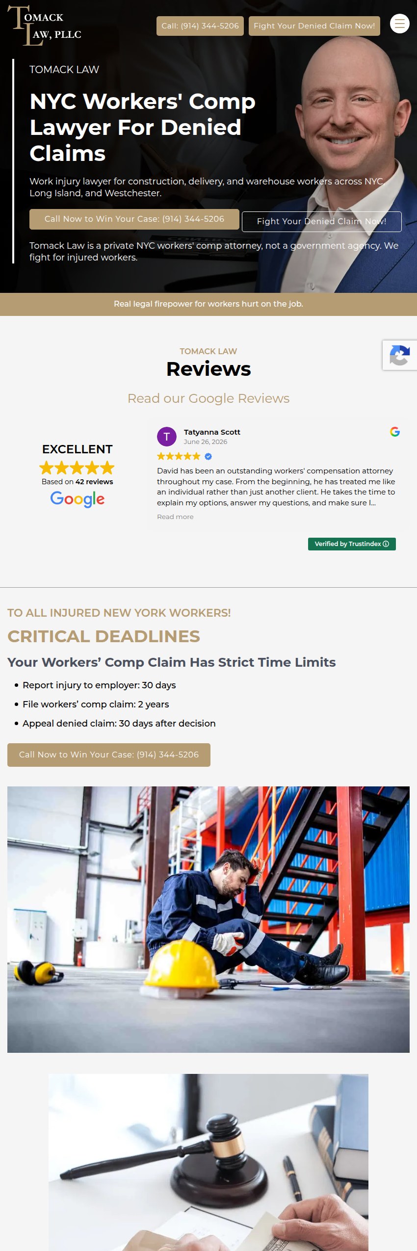 Screenshot of the Tomack Law, PLLC website
