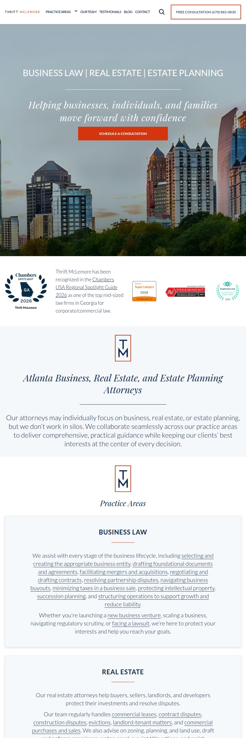 Screenshot of the Thrift McLemore website