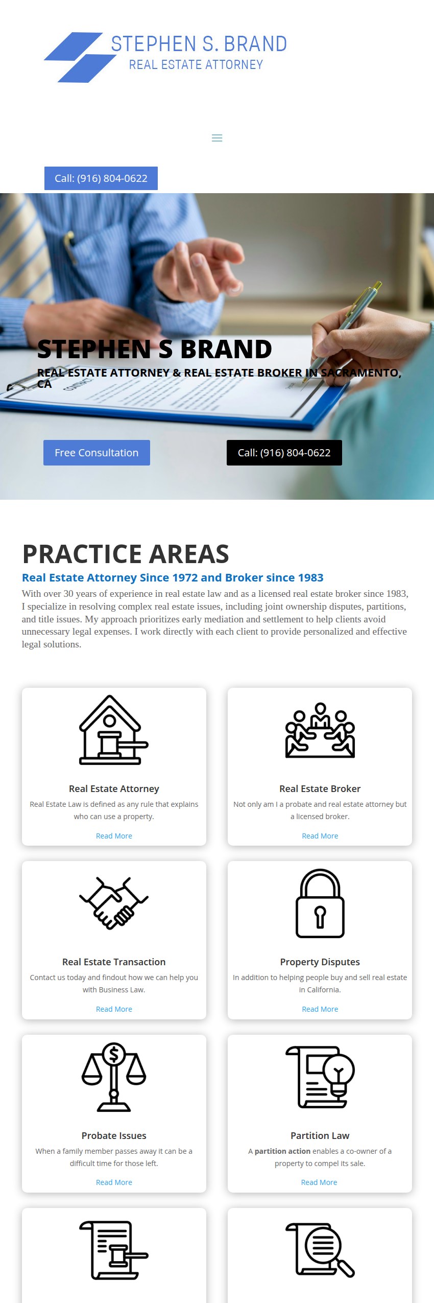 Screenshot of the Stephen Brand Law website