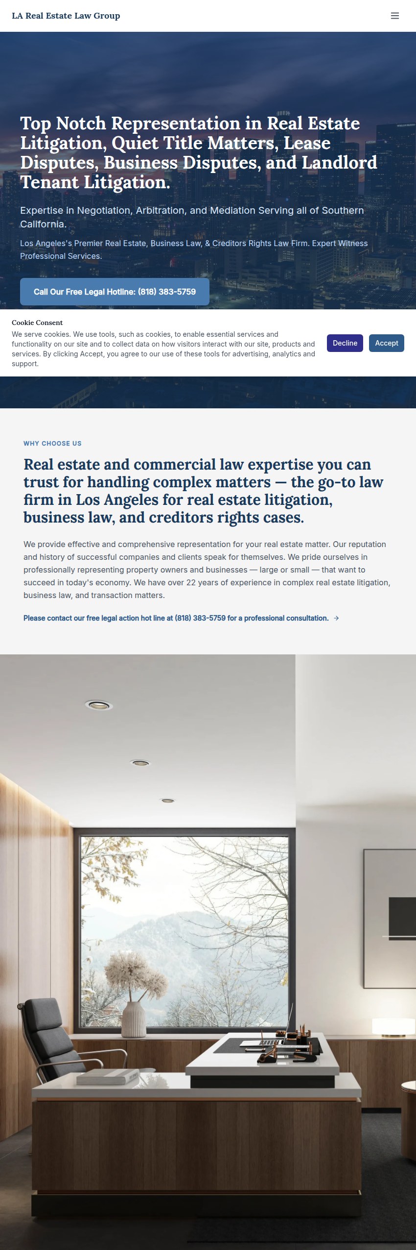 Screenshot of the LA Real Estate Law Group website