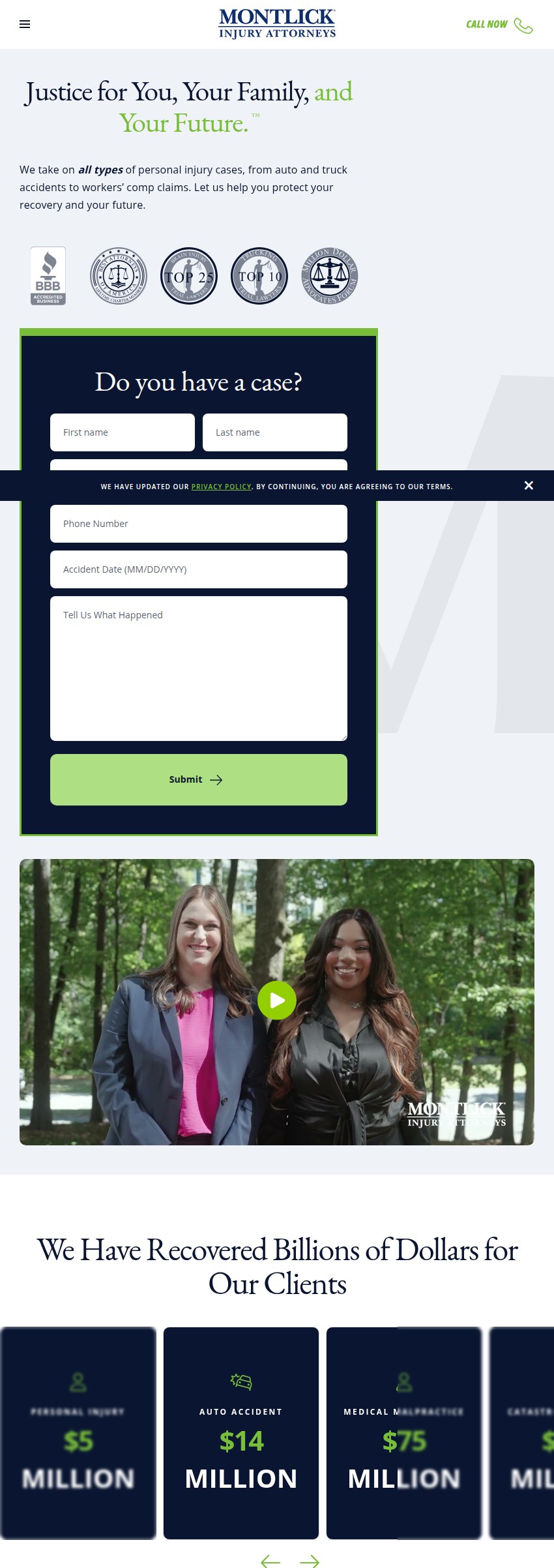 Screenshot of the Montlick & Associates PC website