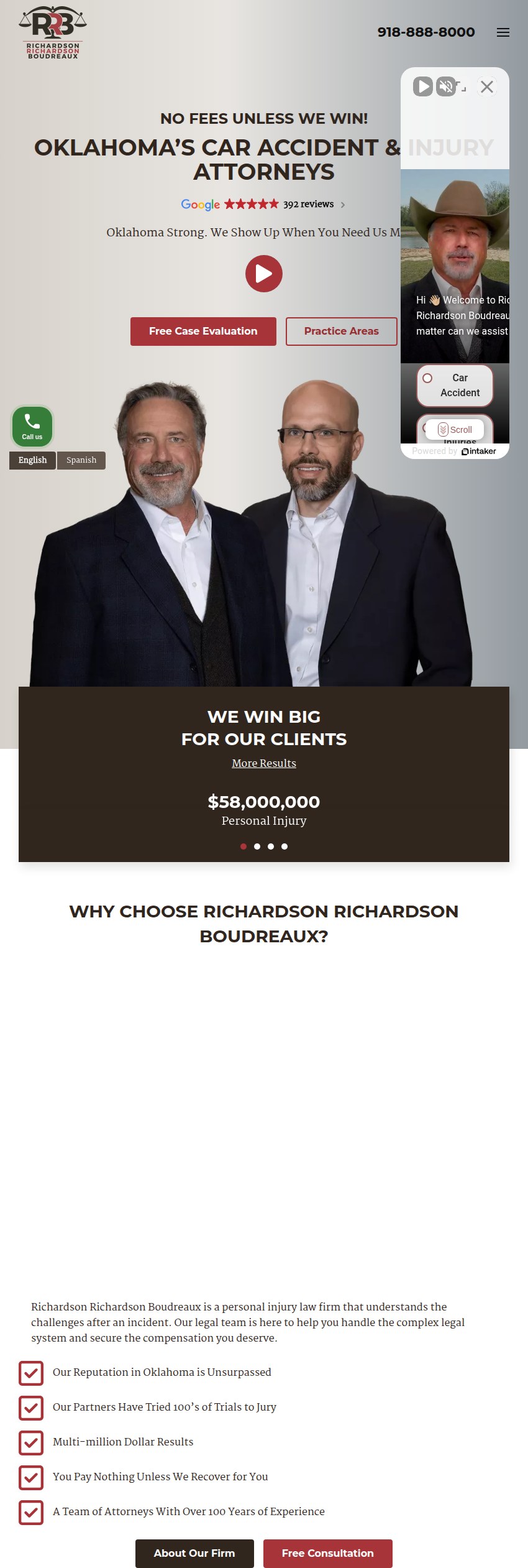 Screenshot of the Richardson Richardson Boudreaux, PLLC website