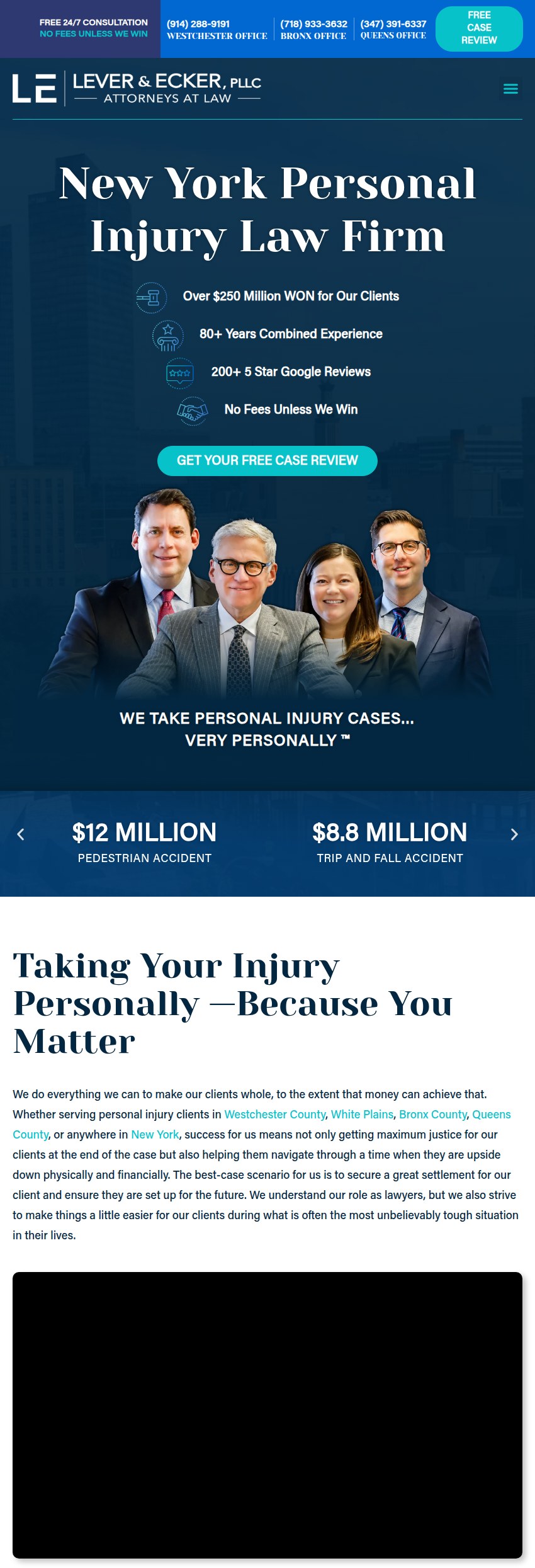 Screenshot of the Lever & Ecker, PLLC website
