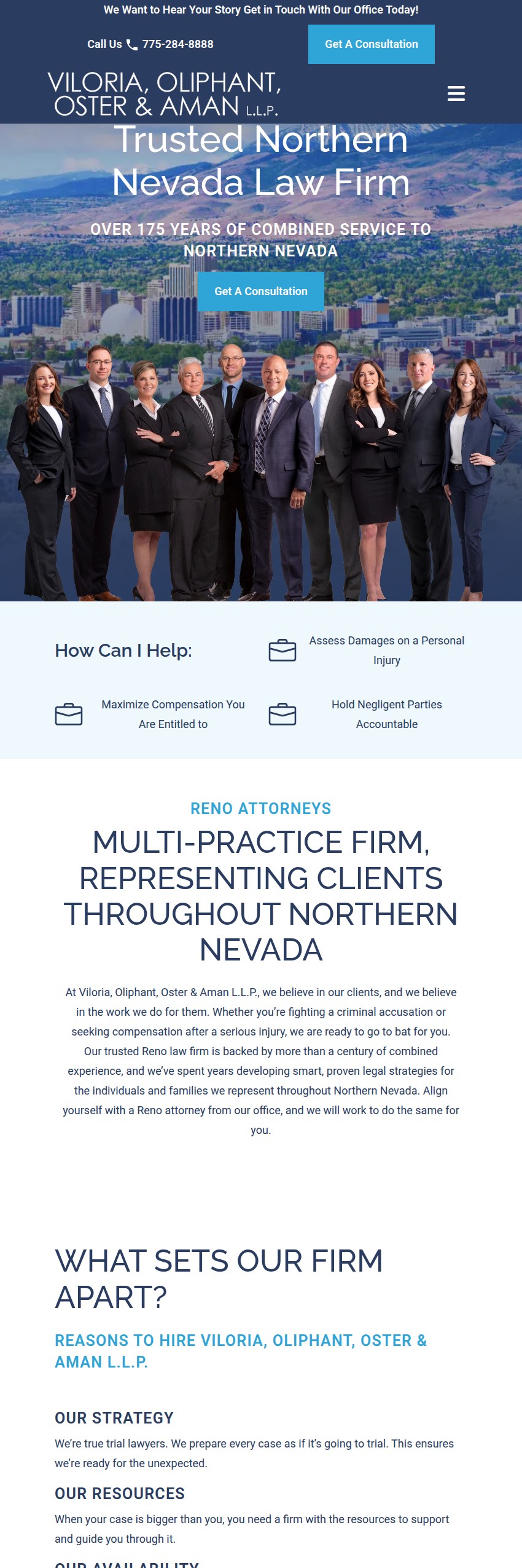 Screenshot of the Viloria, Oliphant, Oster & Aman L.L.P. website