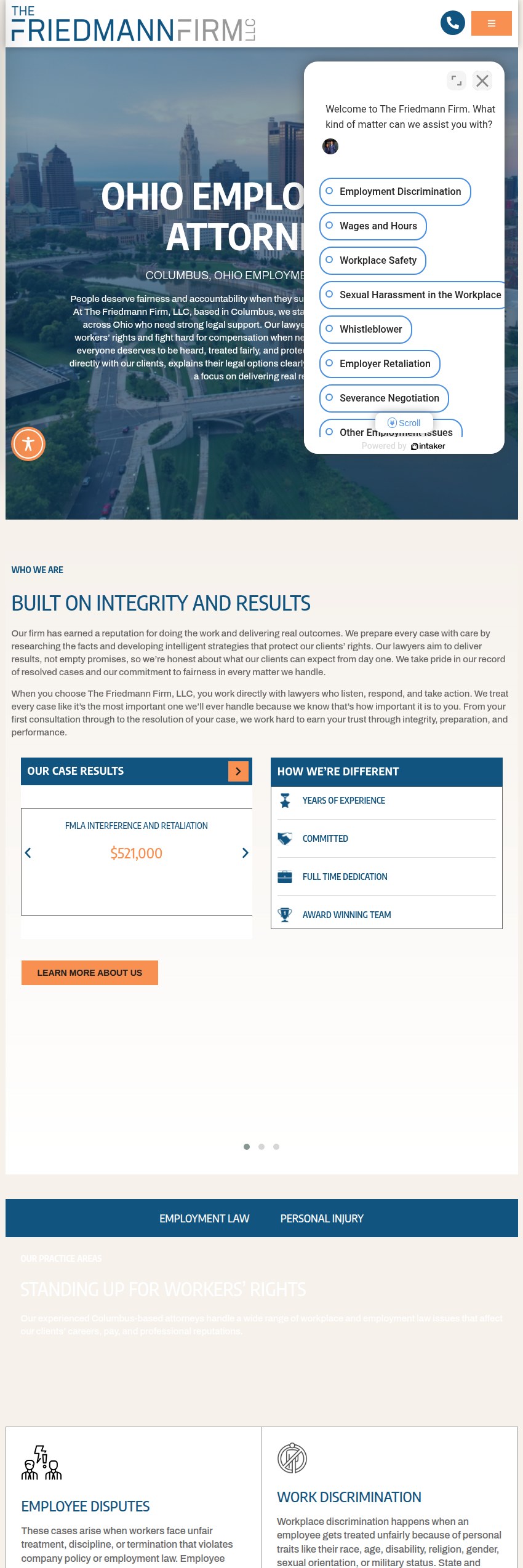 Screenshot of the The Friedmann Firm LLC website