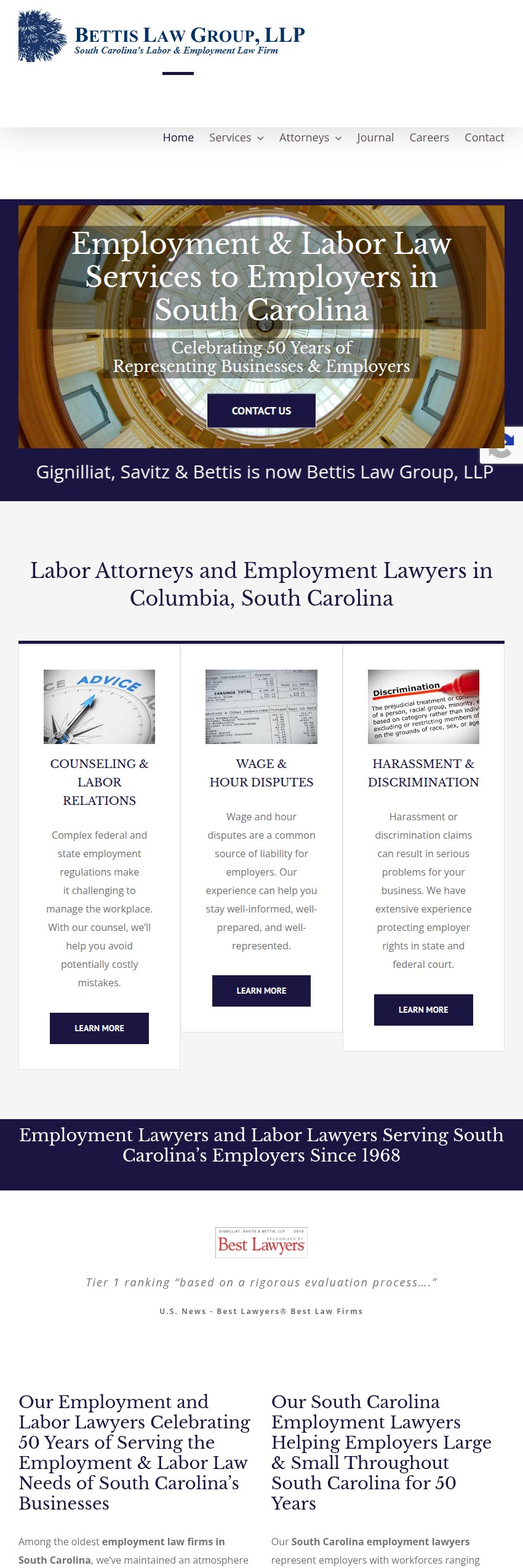 Screenshot of the Bettis Law Group, LLP website