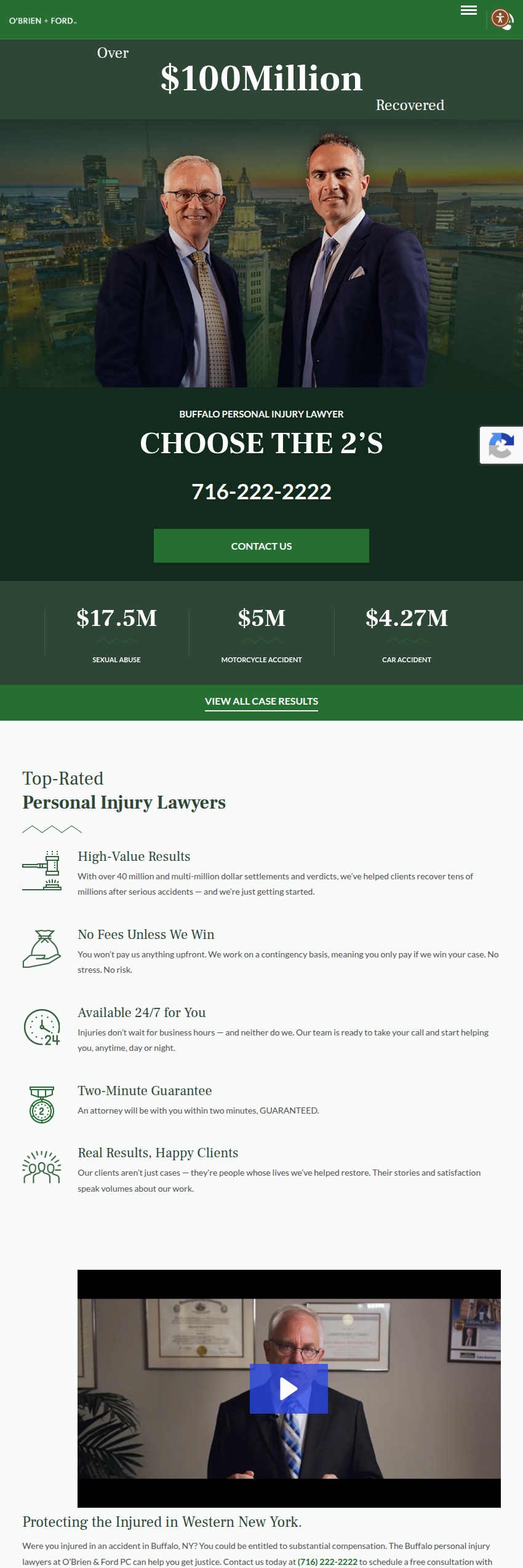 Screenshot of the O’Brien & Ford PC website