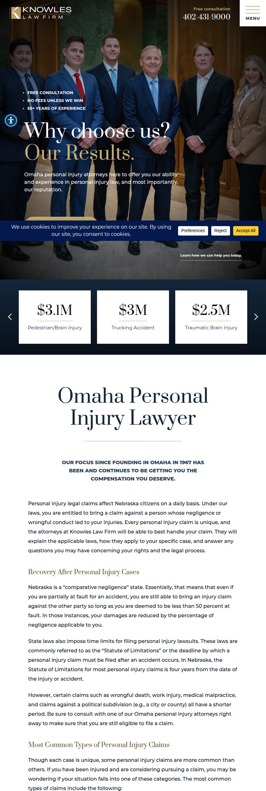 Screenshot of the Knowles Law Firm website