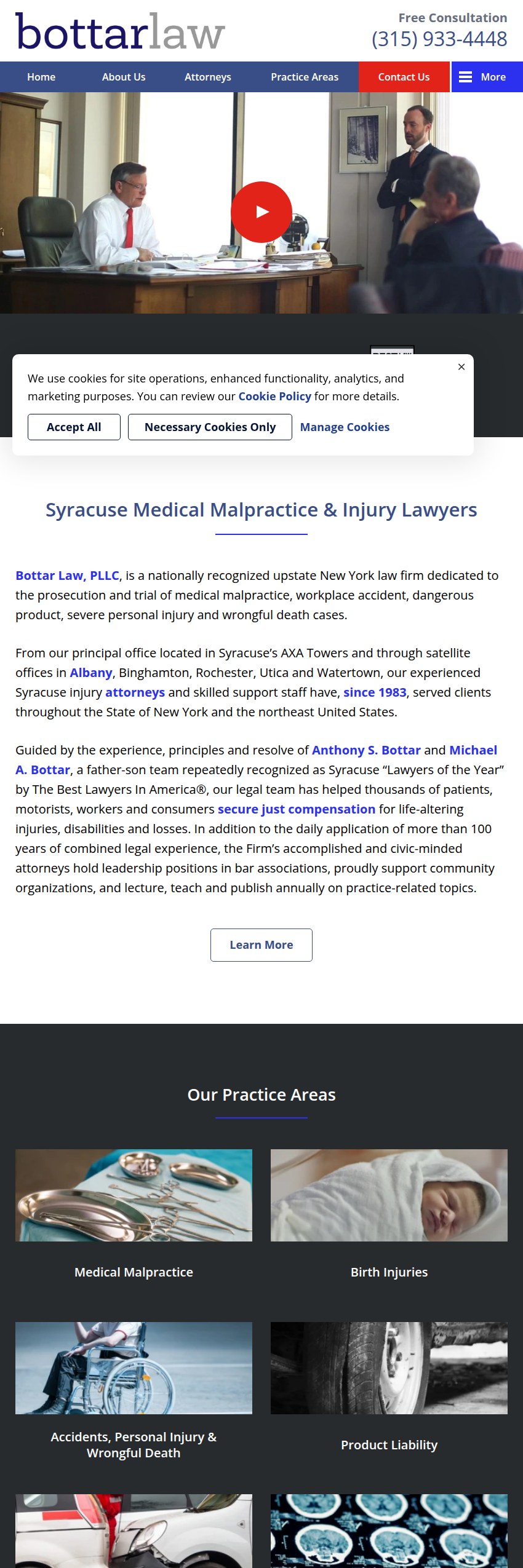 Screenshot of the Bottar Law, PLLC website