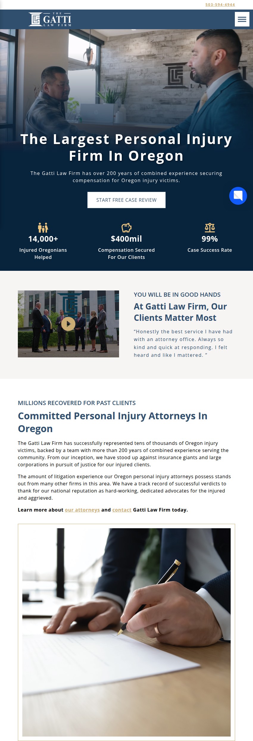 Screenshot of the The Gatti Law Firm website