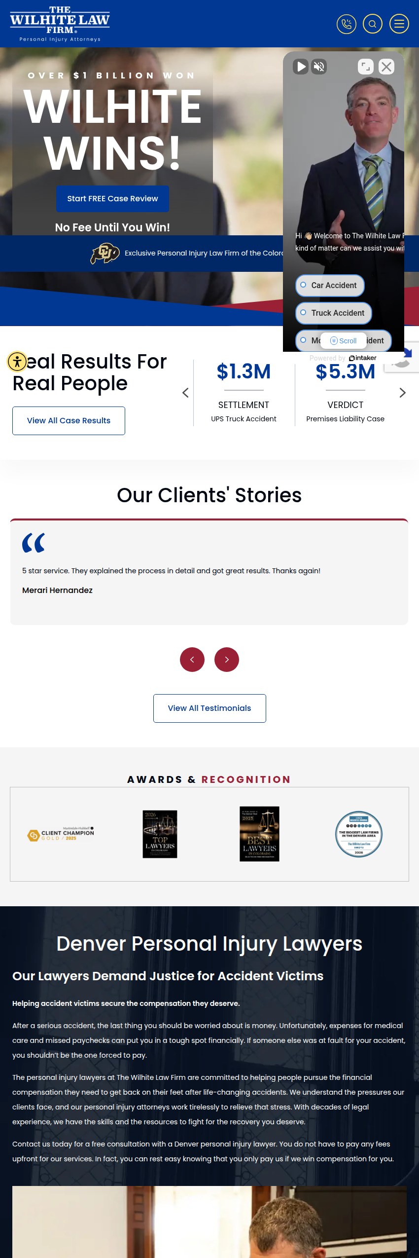 Screenshot of the The Wilhite Law Firm website