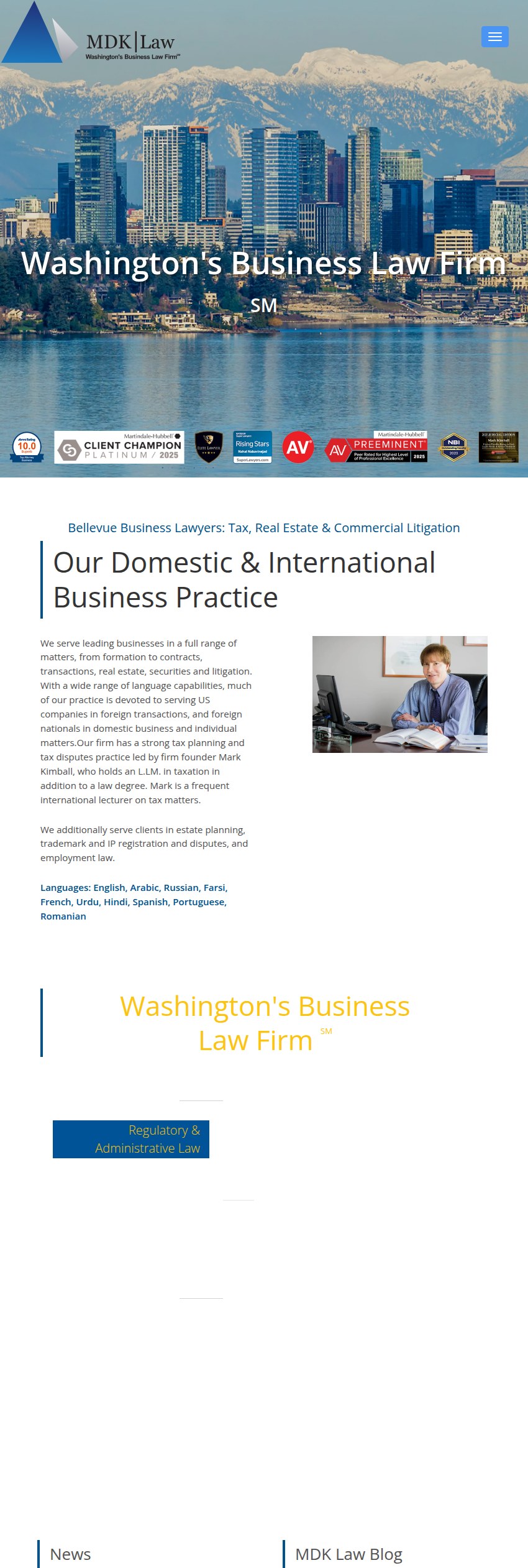 Screenshot of the MDK Law website