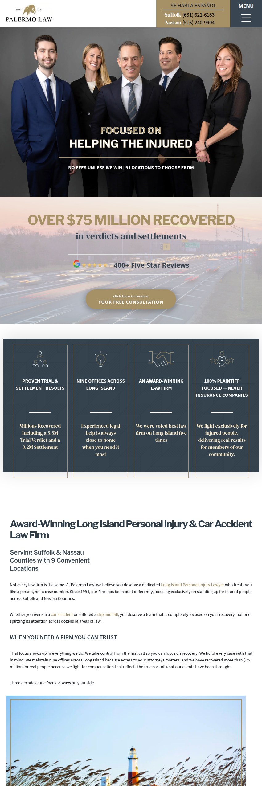 Screenshot of the Palermo Law, P.L.L.C. website