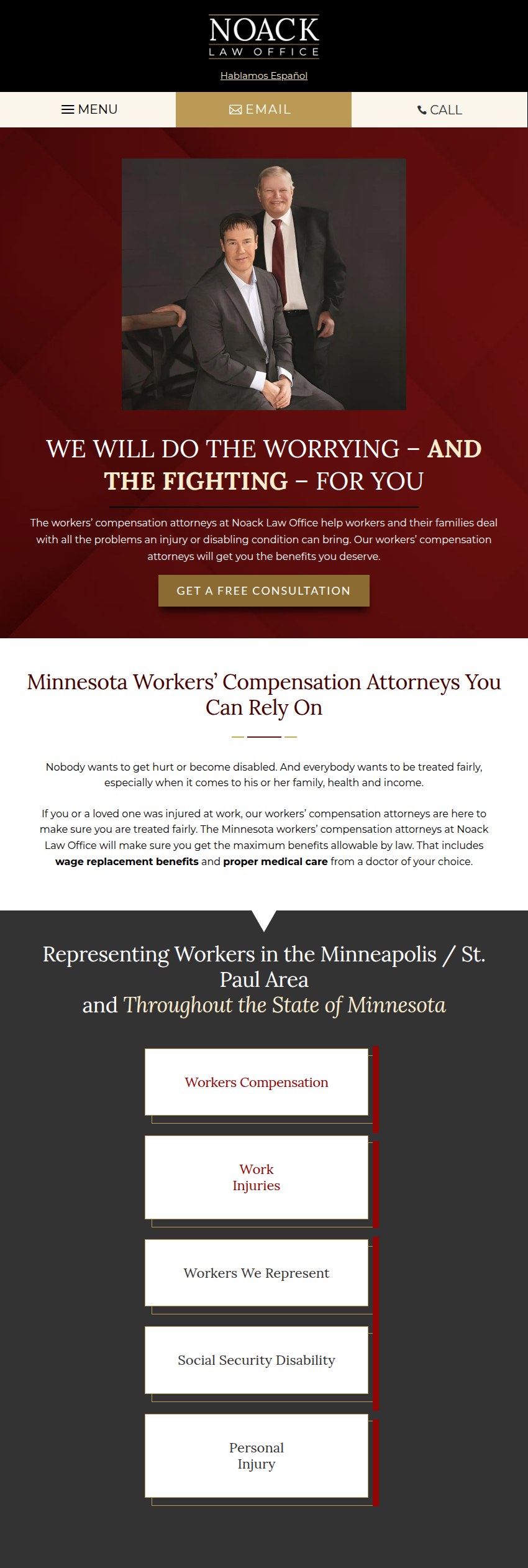 Screenshot of the Noack Law Office website