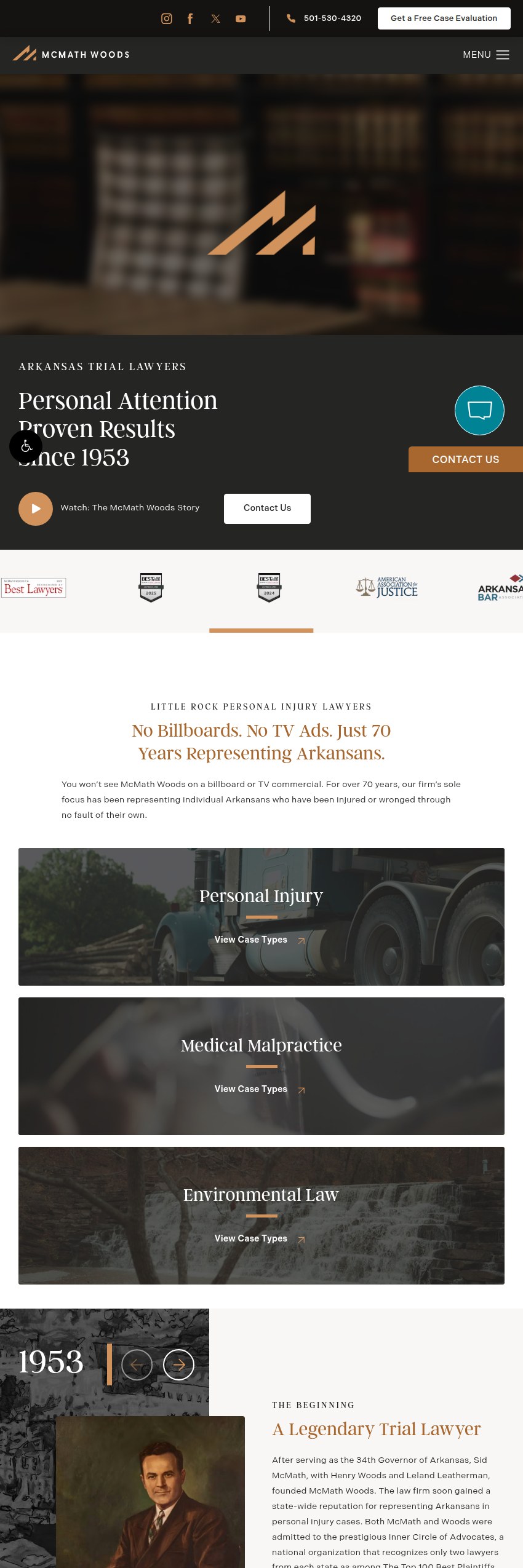 Screenshot of the McMath Woods P.A. website