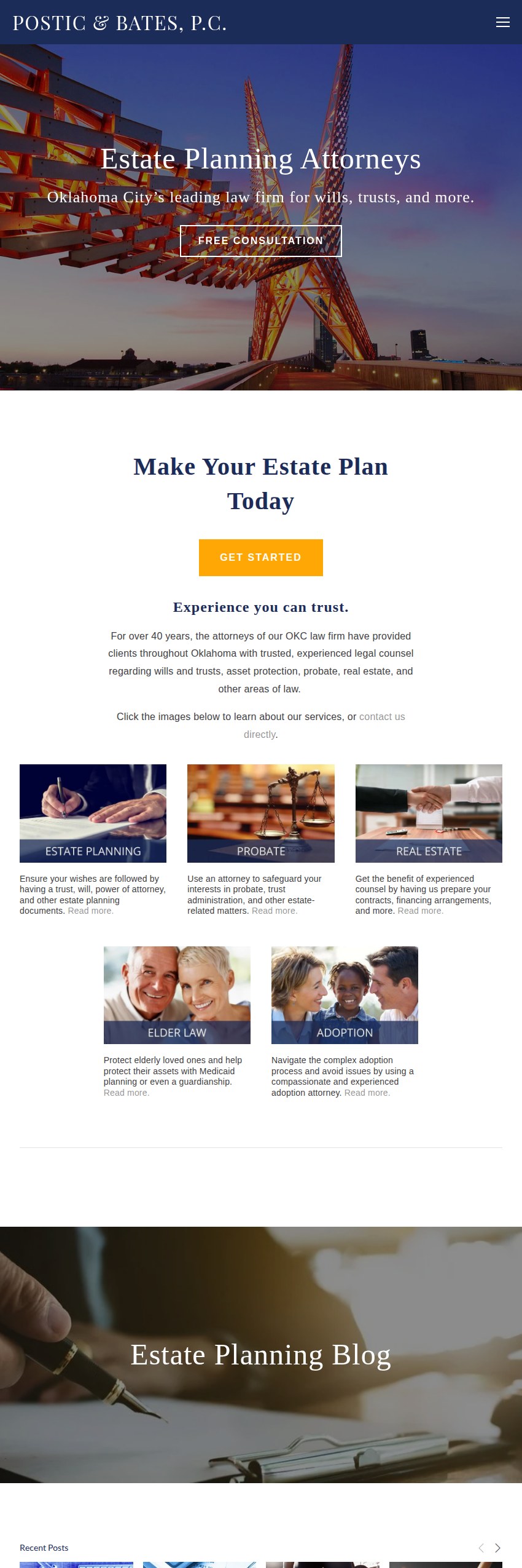 Screenshot of the Postic & Bates, P.C. website