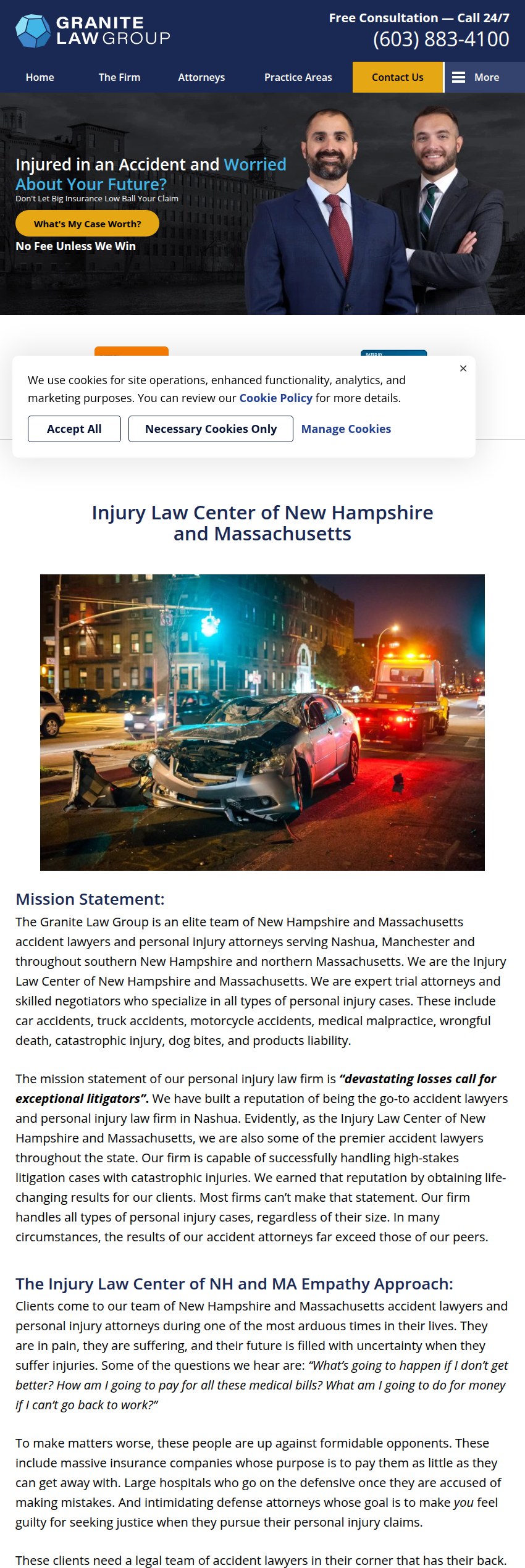 Screenshot of the Granite Law Group website