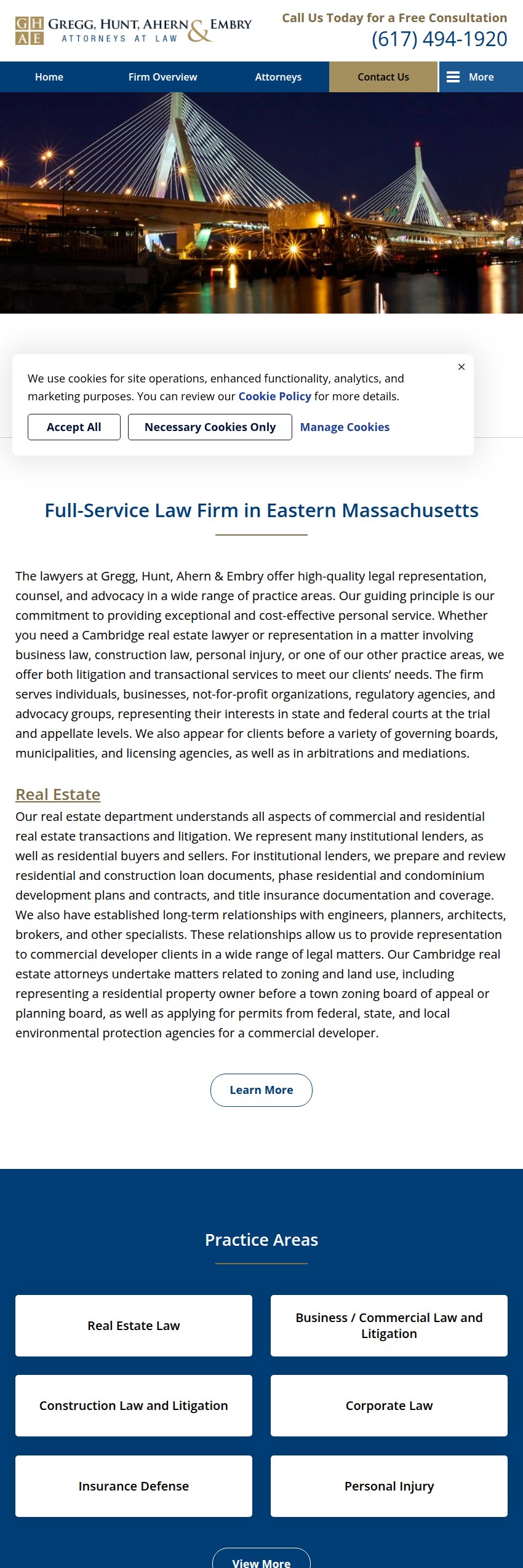 Screenshot of the Gregg, Hunt, Ahern & Embry website