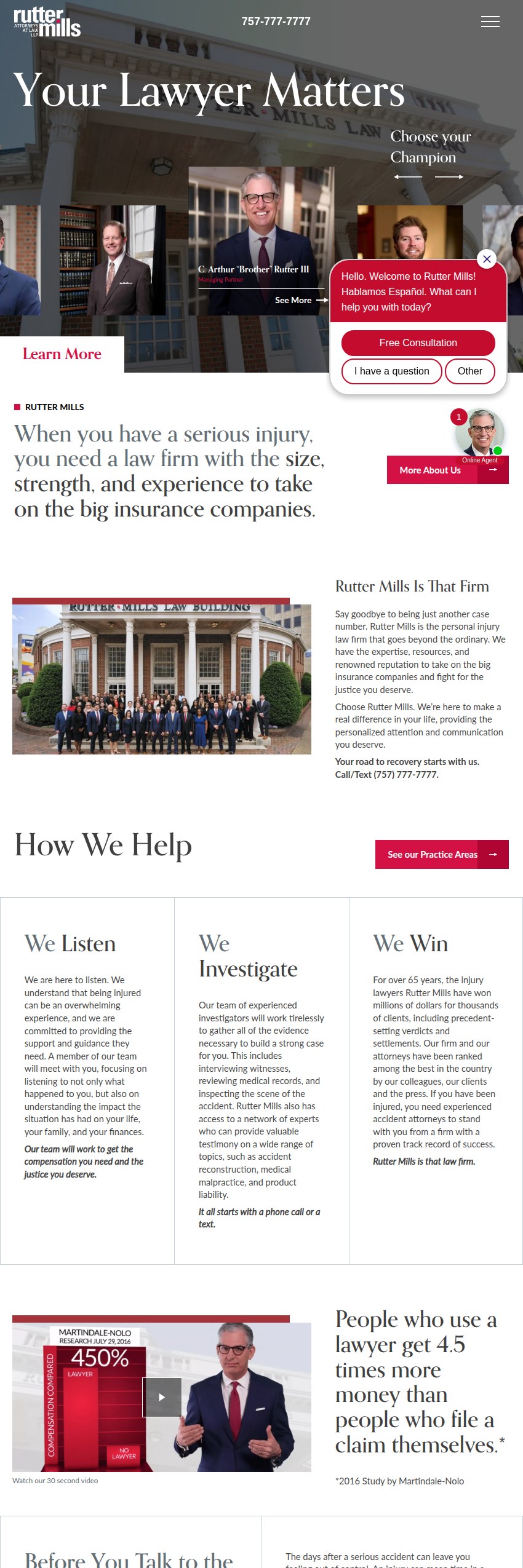 Screenshot of the Rutter Mills LLP website