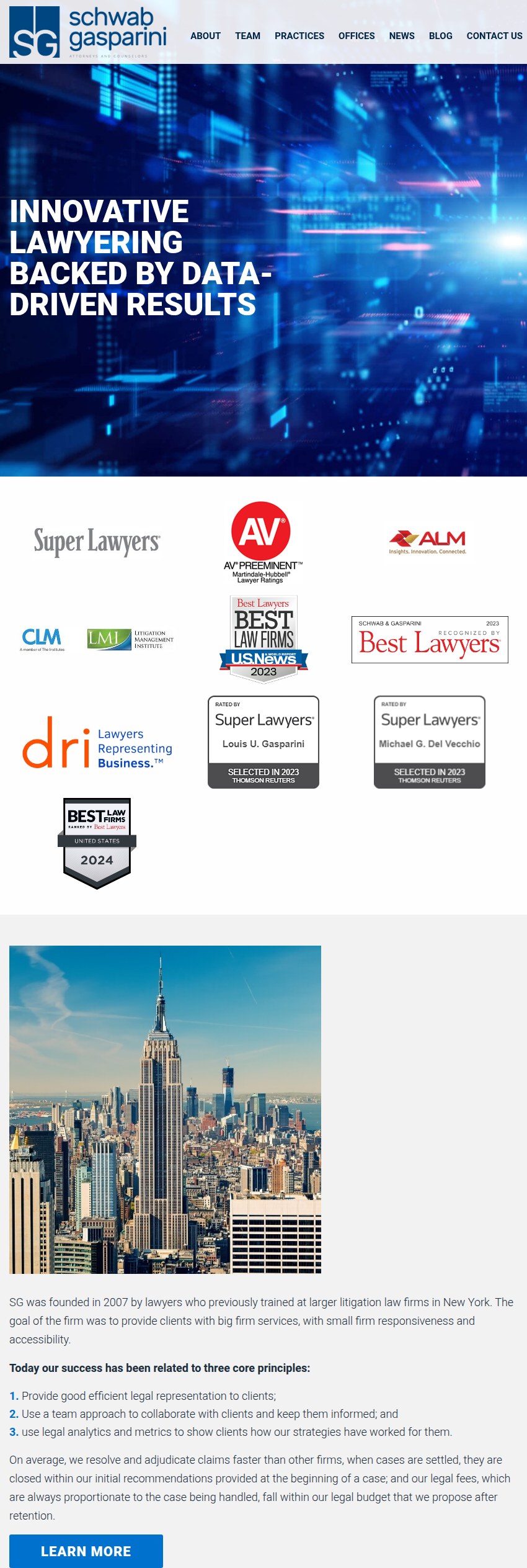Screenshot of the Schwab & Gasparini PLLC website