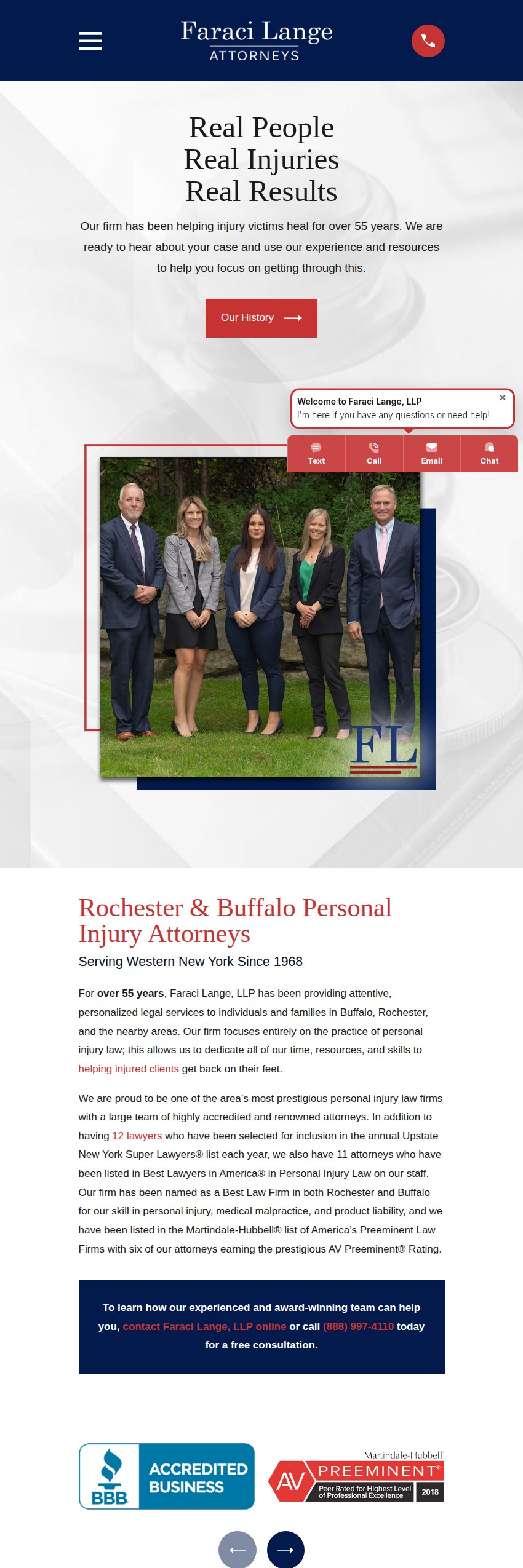 Screenshot of the Faraci Lange, LLP website