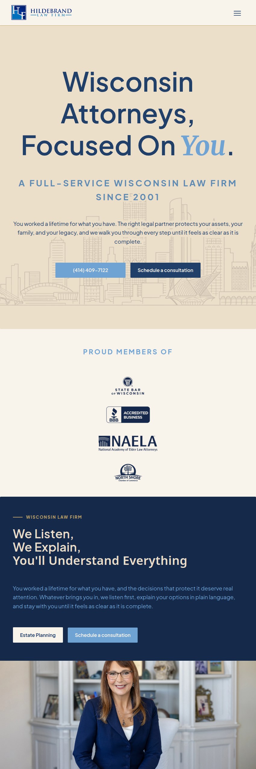 Screenshot of the Hildebrand Law Firm website