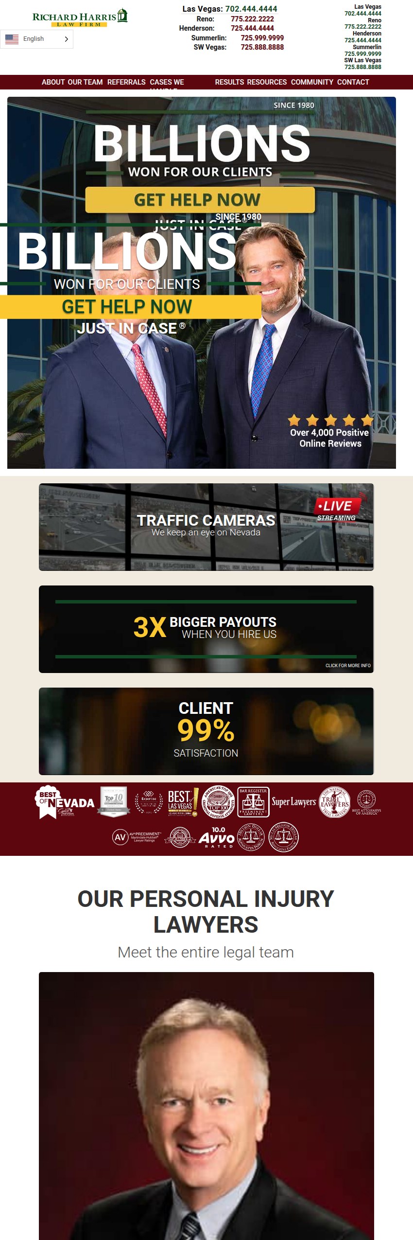 Screenshot of the Richard Harris Law Firm website