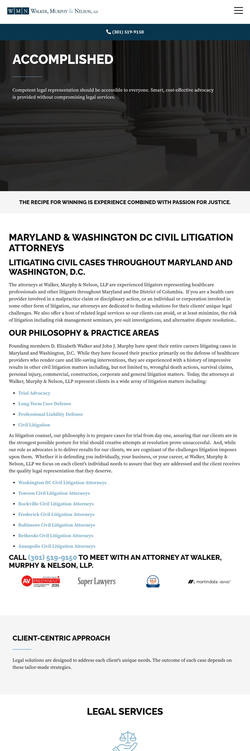 Screenshot of the Walker, Murphy & Nelson, LLP website