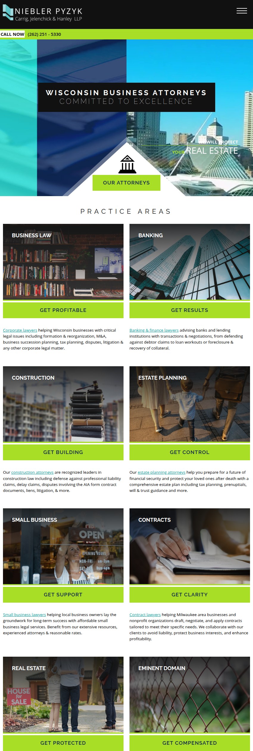 Screenshot of the Niebler, Pyzyk, Carrig, Jelenchick & Hanley, LLP website