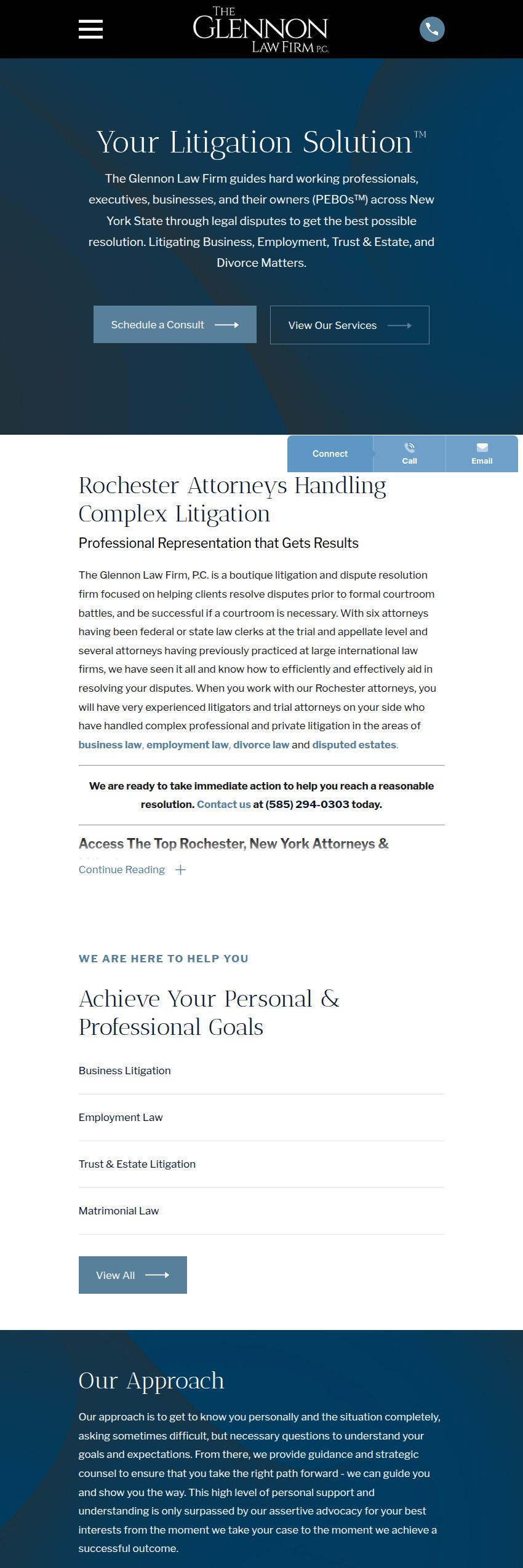 Screenshot of the The Glennon Law Firm, P.C. website