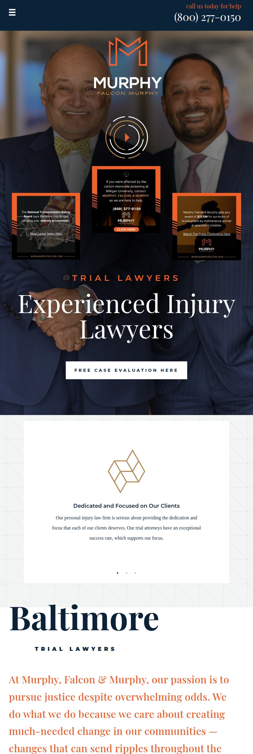 Screenshot of the Murphy, Falcon & Murphy website