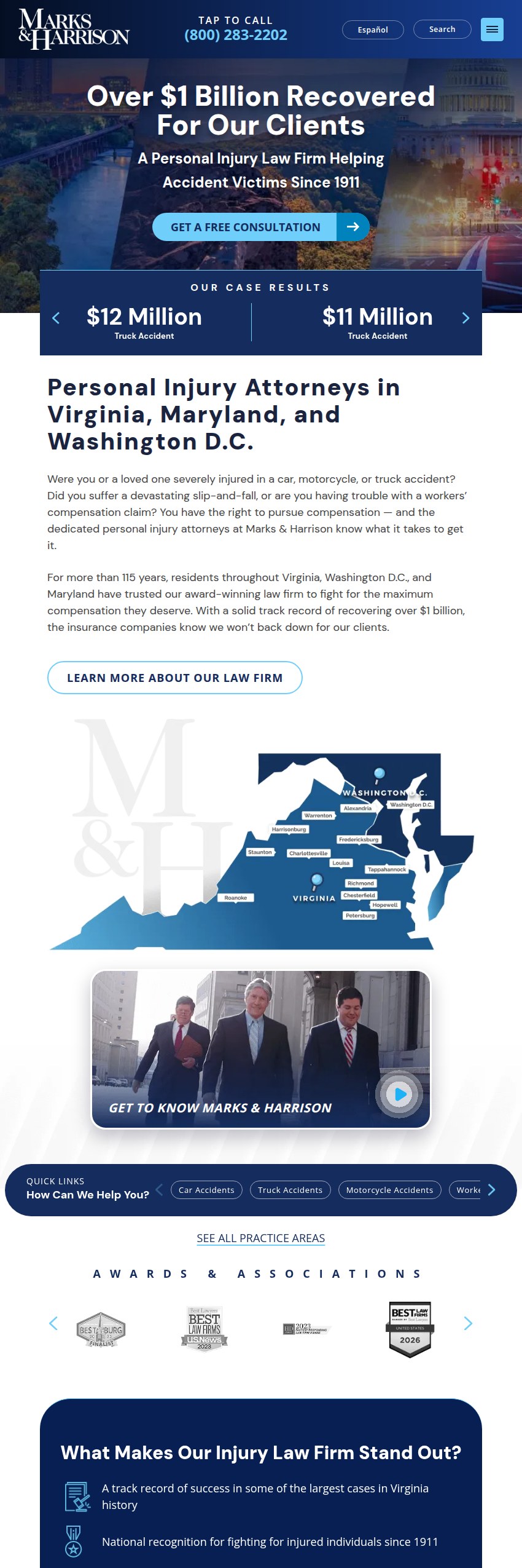 Screenshot of the Marks & Harrison website