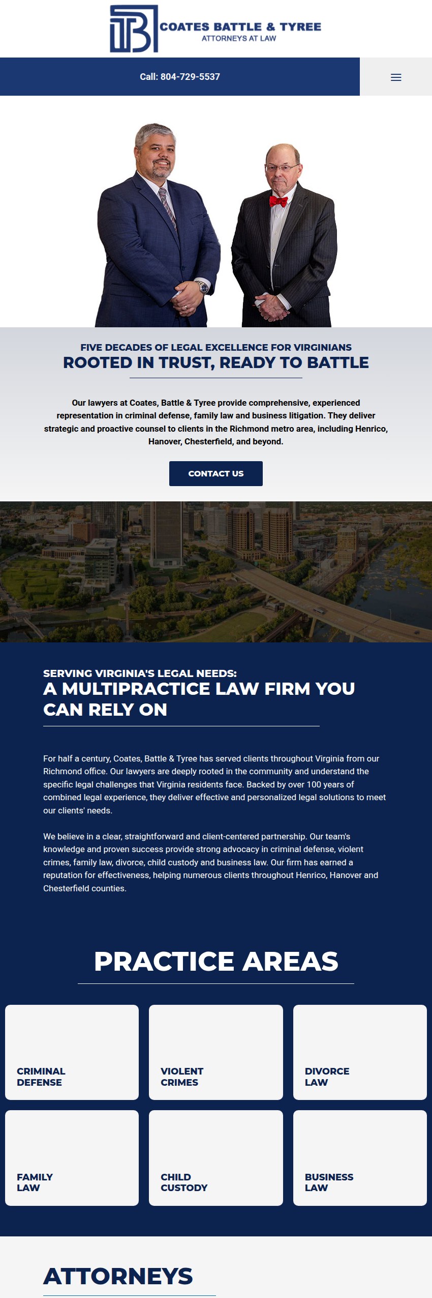 Screenshot of the Coates, Battle & Tyree website