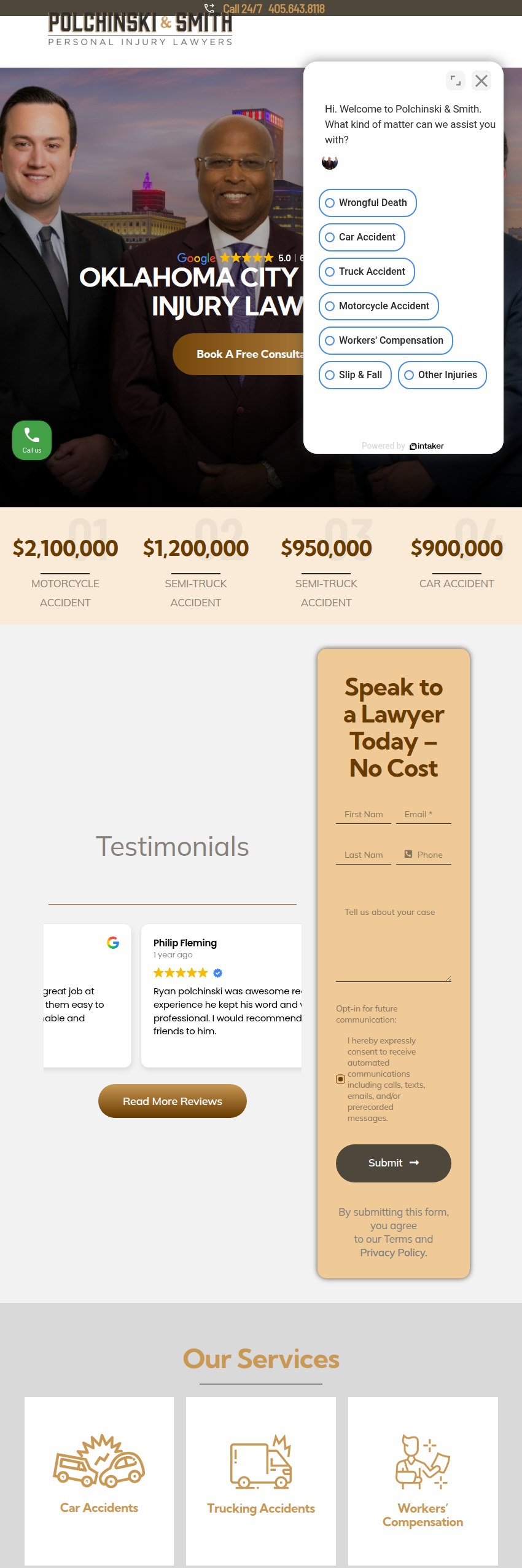 Screenshot of the Polchinski & Smith LLP website