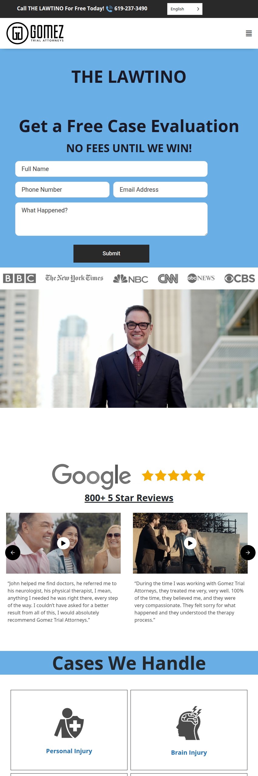 Screenshot of the Gomez Trial Attorneys website