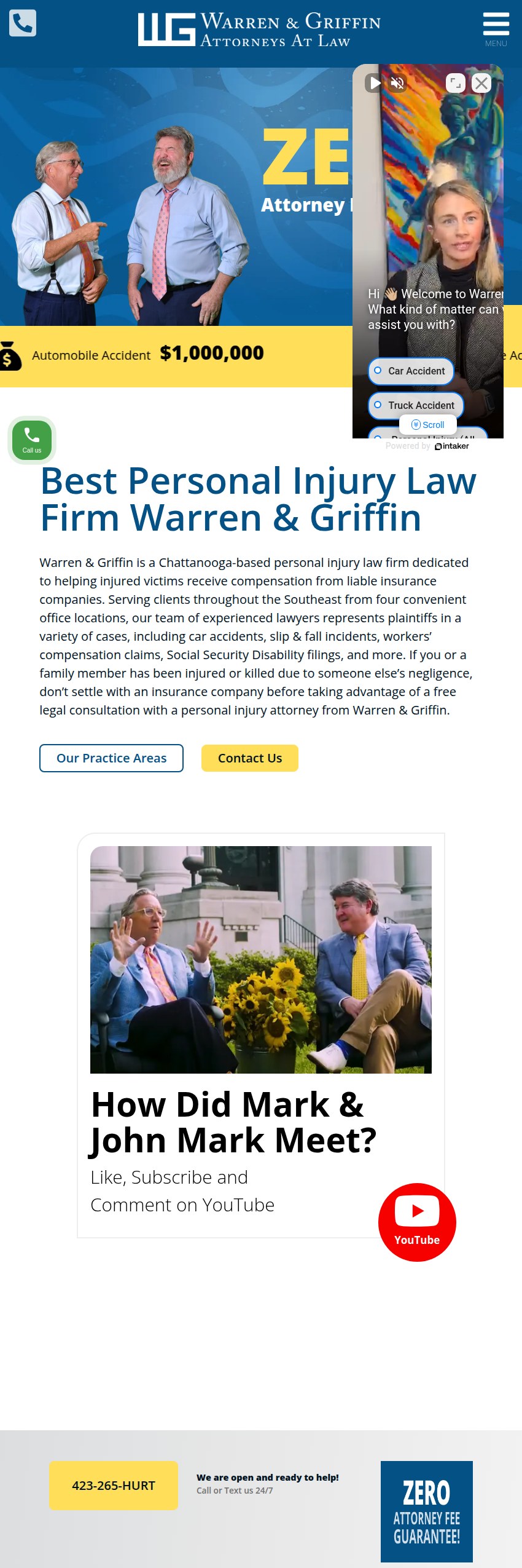 Screenshot of the Warren & Griffin, P.C. website