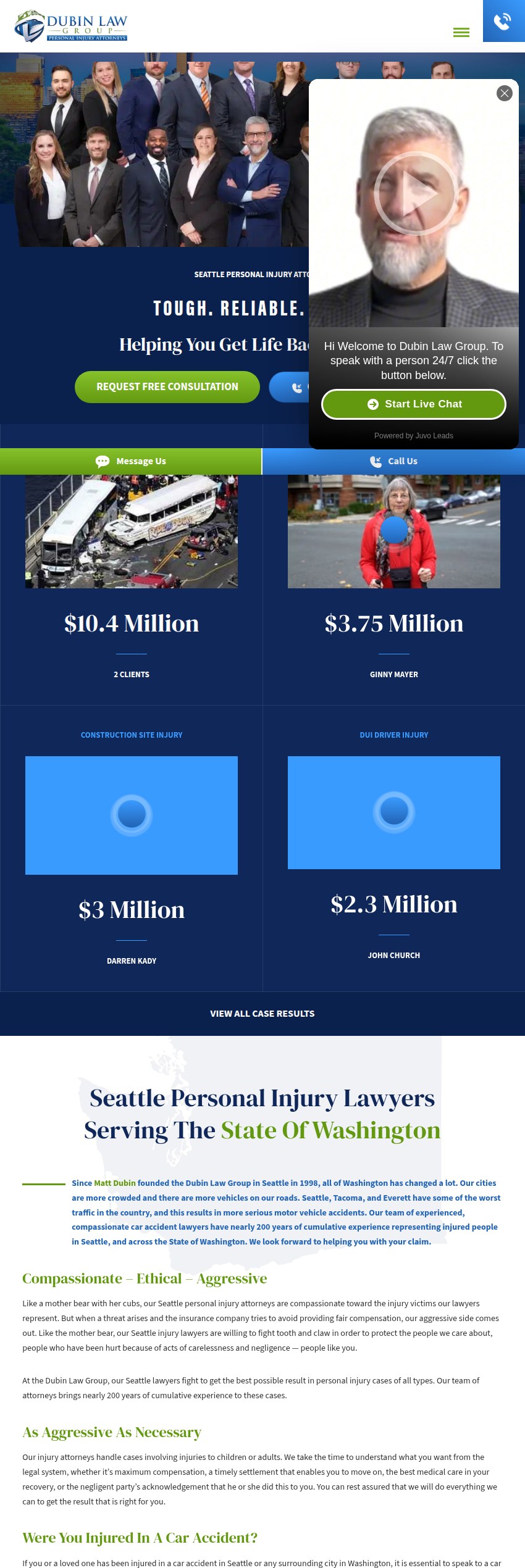 Screenshot of the Dubin Law Group website