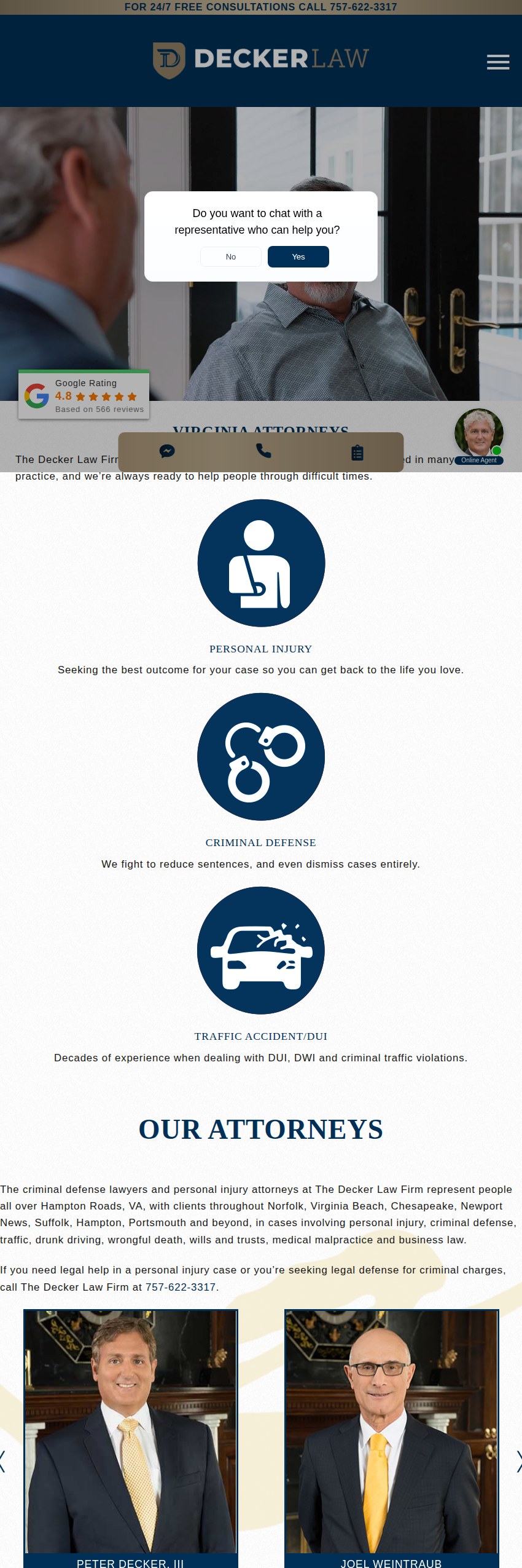 Screenshot of the The Decker Law Firm website