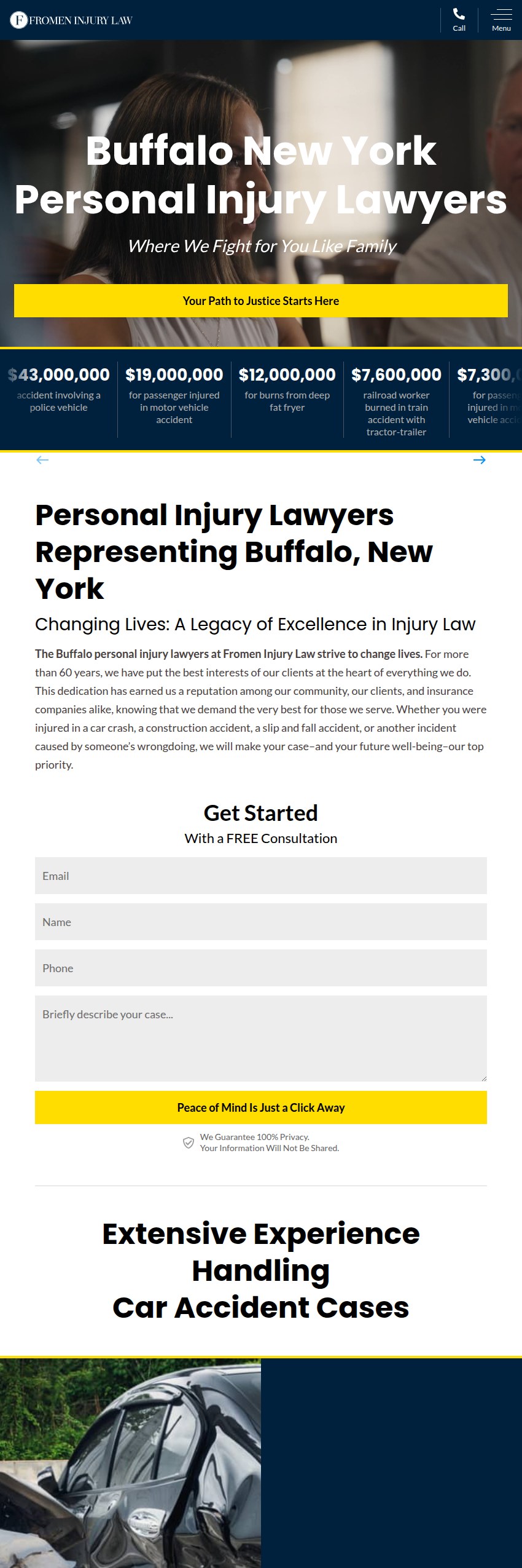 Screenshot of the Fromen Injury Law PLLC website