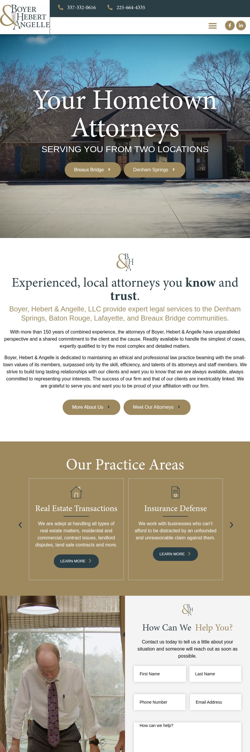 Screenshot of the Boyer, Hebert, & Angelle, LLC website