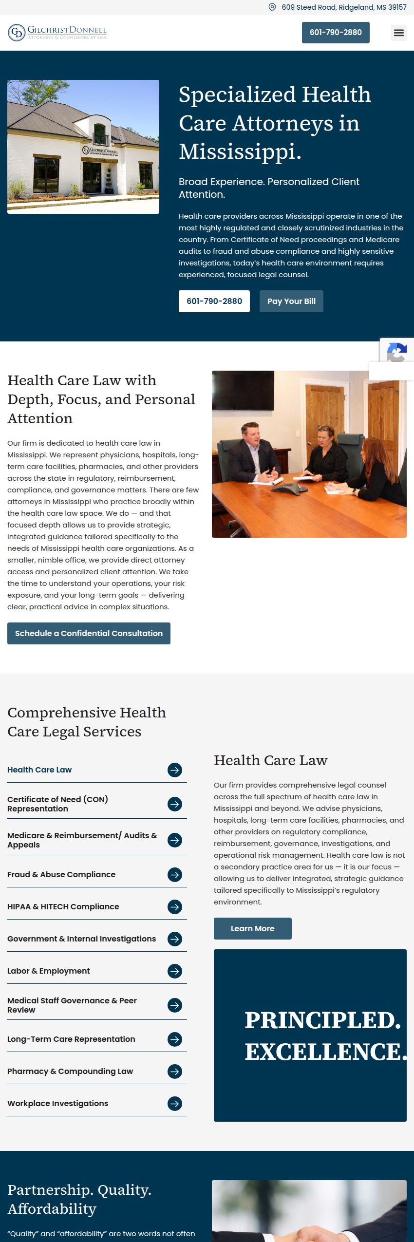 Screenshot of the Gilchrist Donnell PLLC website