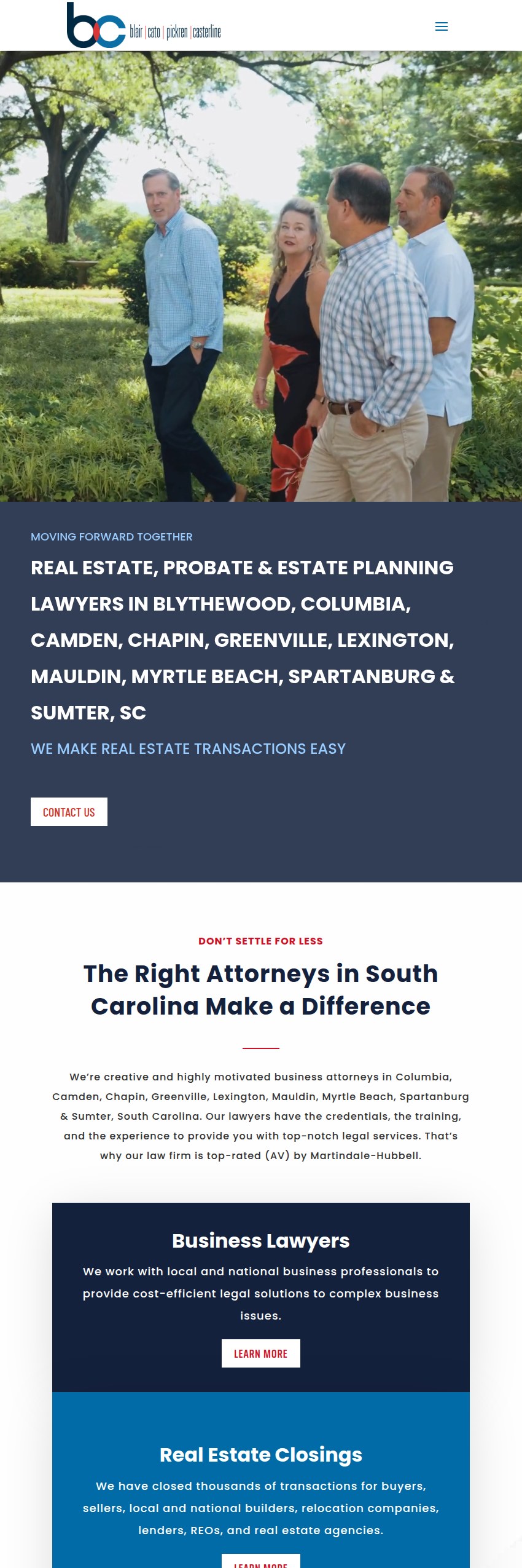 Screenshot of the Blair Cato Pickren Casterline, LLC website