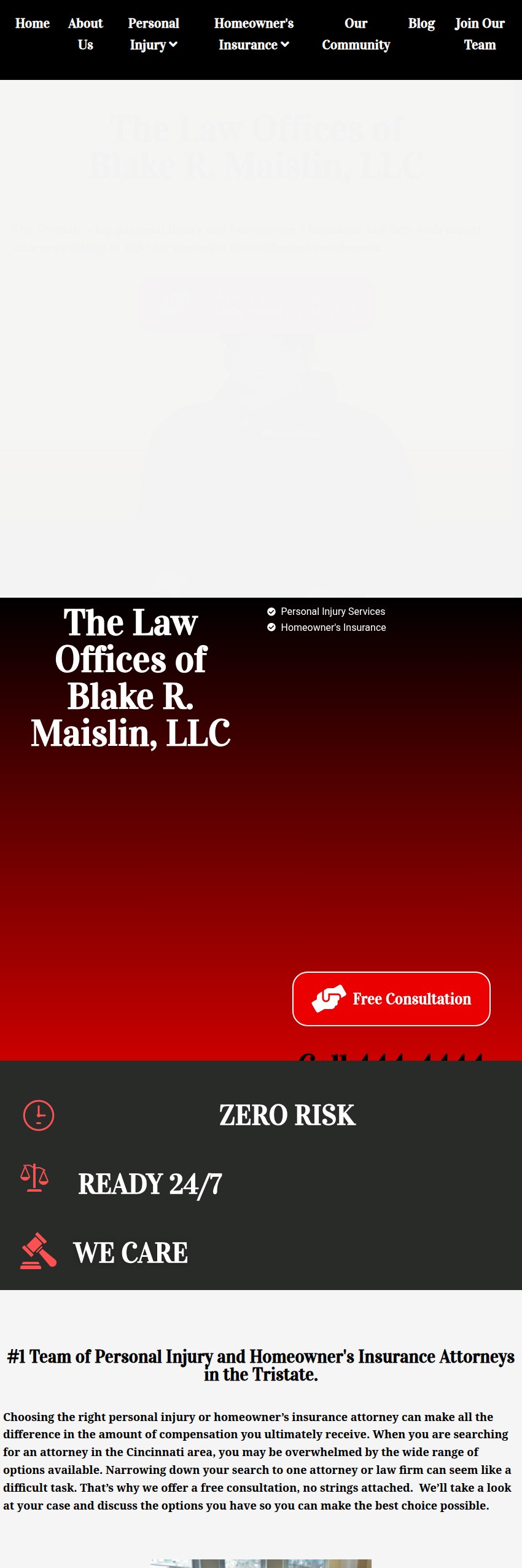 Screenshot of the Law Offices of Blake R. Maislin, LLC website