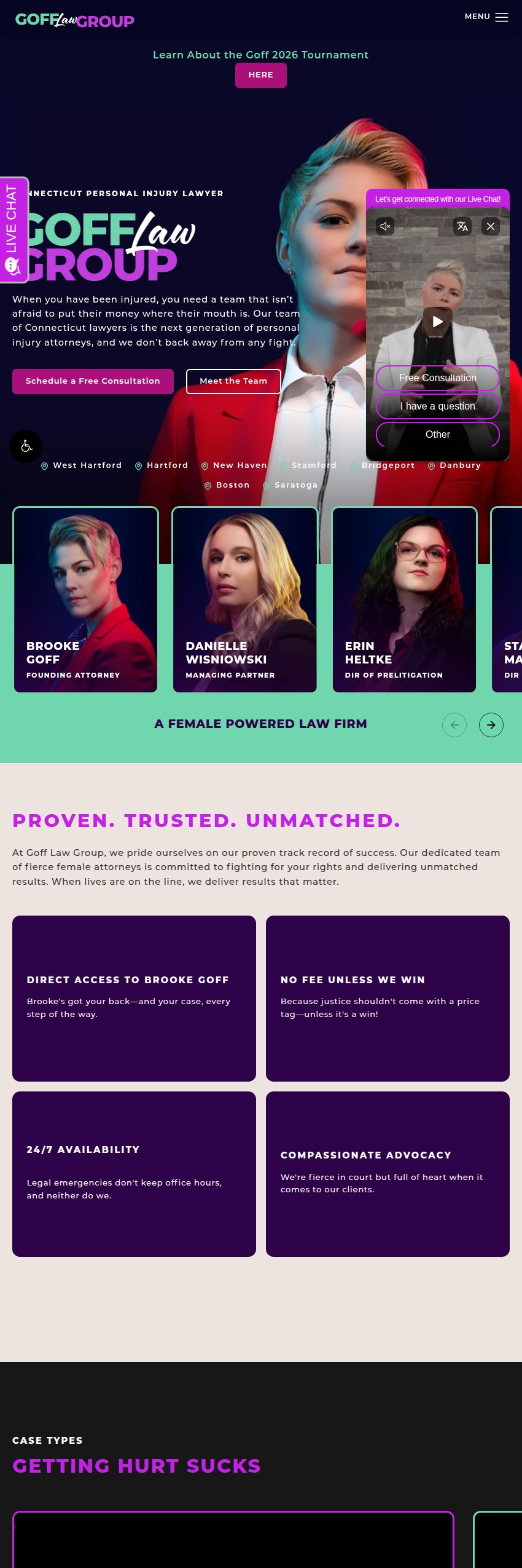 Screenshot of the Goff Law Group website