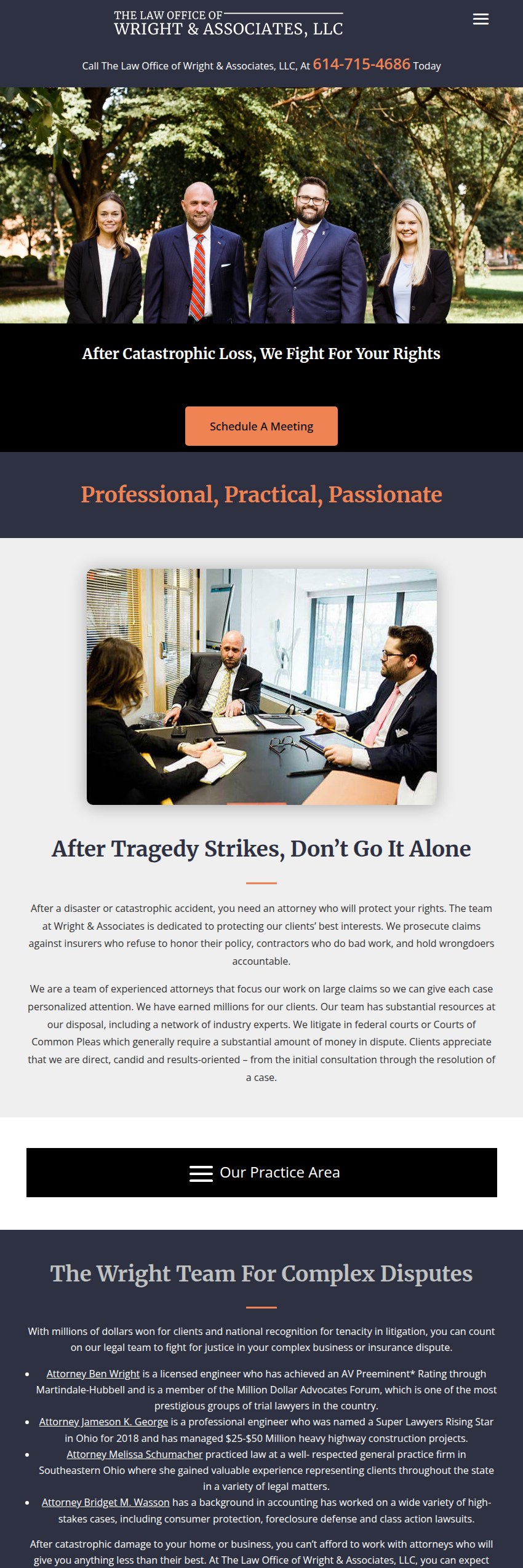 Screenshot of the The Law Office of Wright & Associates, LLC website